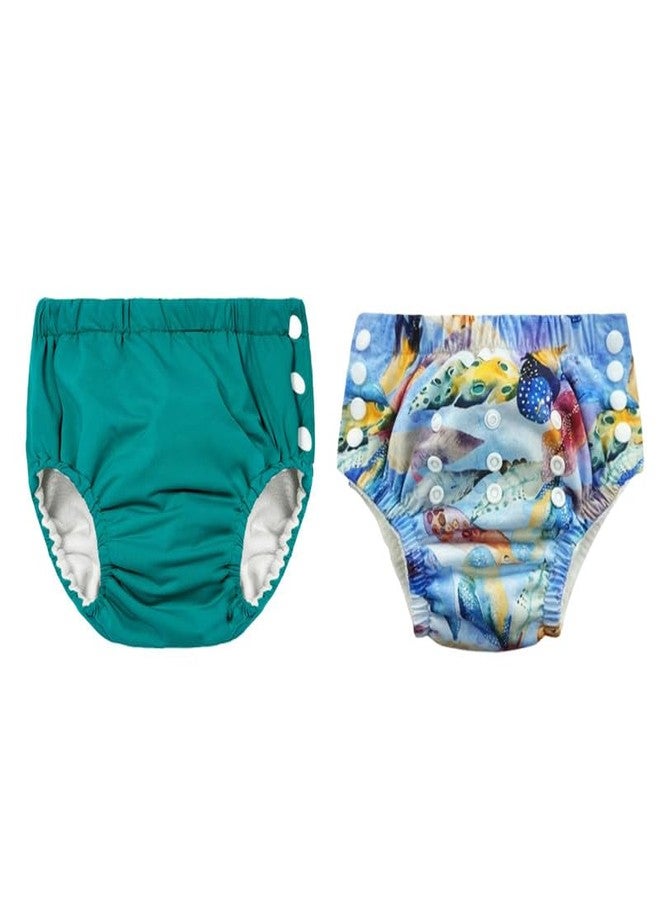 Crawl'in Reusable Swim Diaper Pants – Pack of 2 Soft, Adjustable, and Leak-Proof Unisex Swimming Pool Wear for Infant Boys and Girls| Color | 121 - Image 1