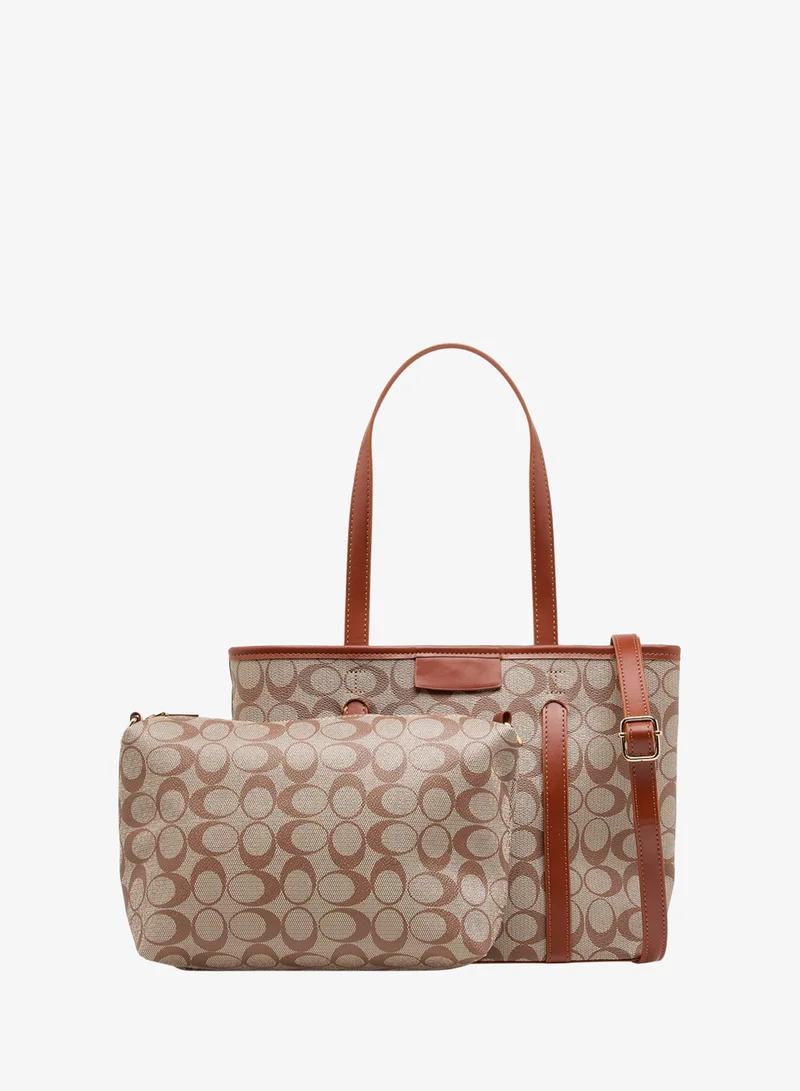 Adore Adore-Tmo-Shopper bag-W/Top handle-Brown-Q2-AW25