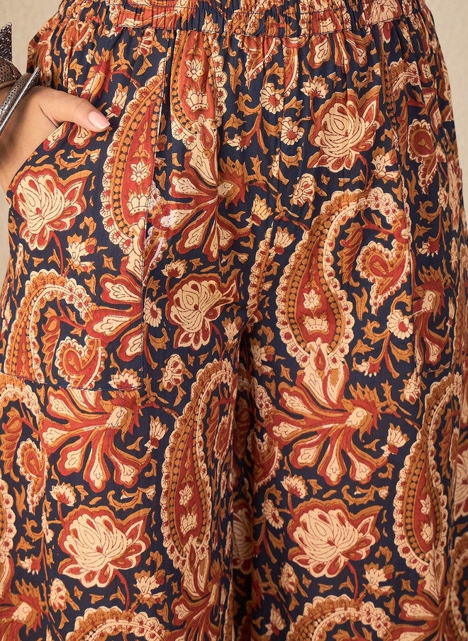 WineRed Wine Red Women Rust Paisley Print Hi-low Coord Set - Image 5