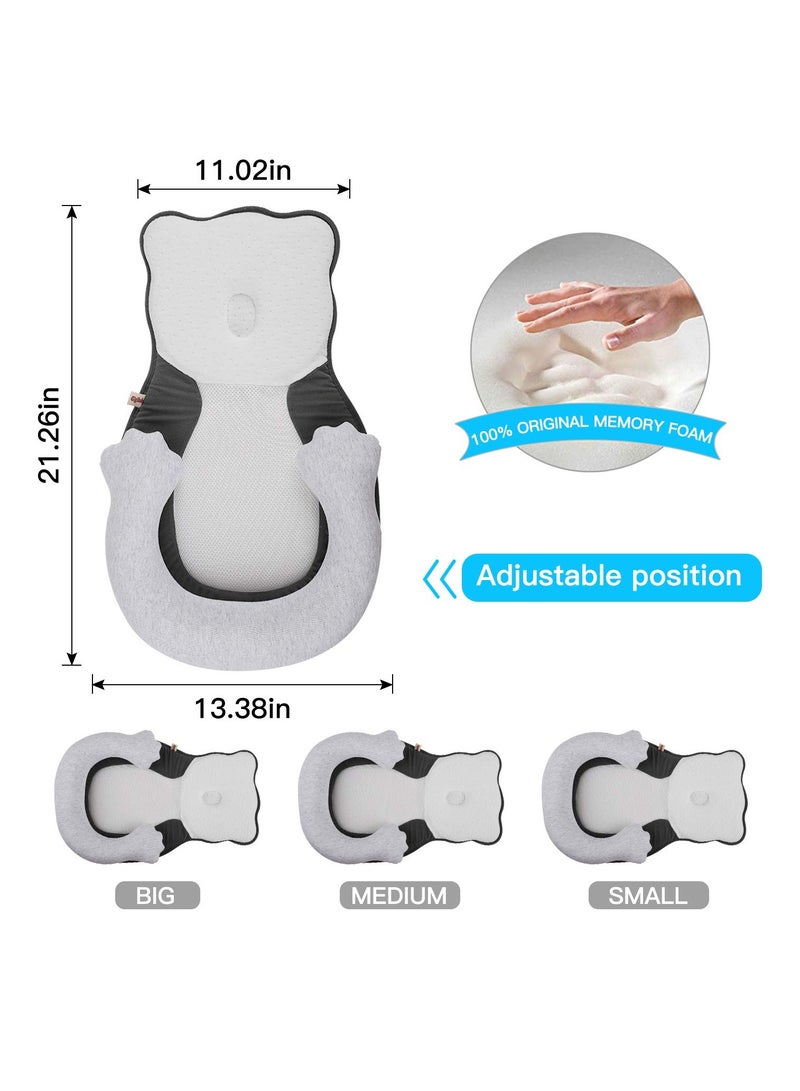 SOLARAE سرير محمول للراحة - سرير مشترك للأطفال من 0-6 أشهر مع دعم للرأس قابل للتعديل مع سرير أرضي للأطفال حديثي الولادة بتقنية 3D القابلة للتنفس وناعمة للغاية للسفر، مستلزمات حديثي الولادة سرير مشترك عضوي للأطفال (دب)  - Image 2