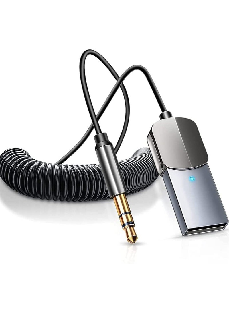 SYOSI Bluetooth Aux Adapter Car Bluetooth v5.0 Wireless Receiver USB to 3.5mm Jack Adapter Built-in Microphone Aux Input for Hands-Free Calls Plug Play Auto Power on for Car Speaker Home Audio - Image 1