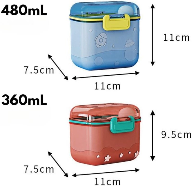 turtees Stackable Baby Formula Milk Storage Container Set with Utensils - 480mL/360mL Capacity - Image 5