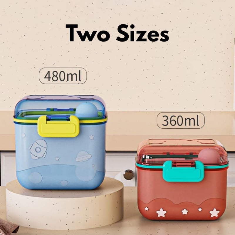 turtees Stackable Baby Formula Milk Storage Container Set with Utensils - 480mL/360mL Capacity - Image 4