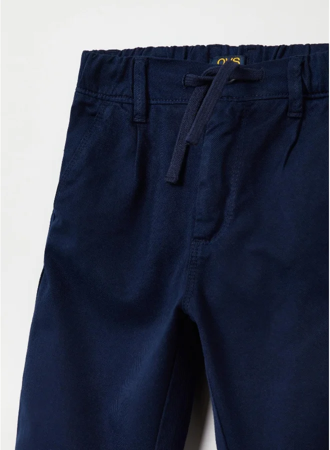 Ovs OVS Cotton And Lyocell Trousers Shorts With Drawstring