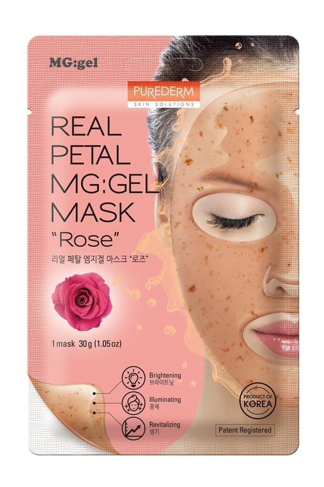 بيور ديرم قناع الوجه الكوري ريال بيتال MG:جل – ورد، 30 جم – تفتيح، انتعاش، إشراقة، عناية كورية بالبشرة