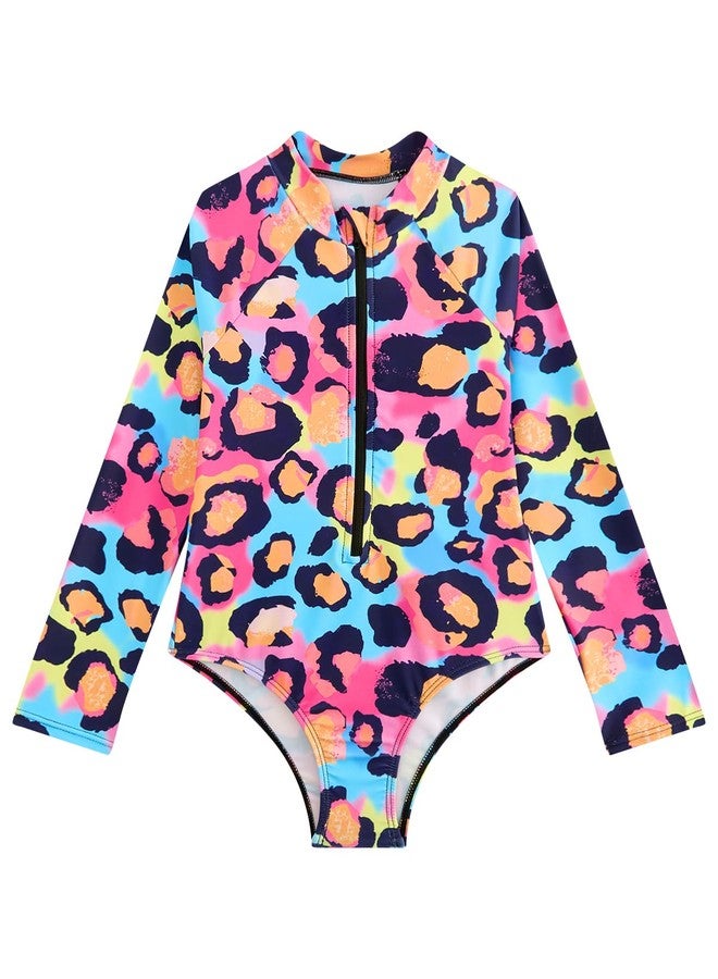 DivingBirds Girls One Piece Swimsuit UPF 50+ Long Sleeve Zipper Bathing Suit Swimwear for Beach Pool Summer Black for 4-5Y - Image 1
