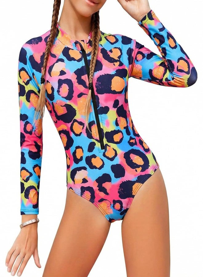 DivingBirds Girls One Piece Swimsuit UPF 50+ Long Sleeve Zipper Bathing Suit Swimwear for Beach Pool Summer Black for 4-5Y - Image 4
