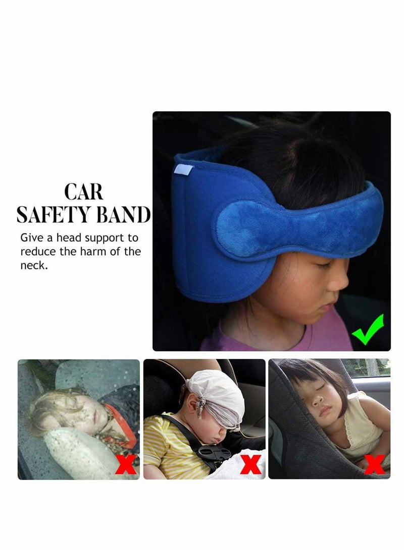 Excefore Car Seat Chest Clip Adjustable Toddler Car Seat Head Support Band, Carseat Straps Cover, Safety Car Seat Neck Relief, Blue - Image 3
