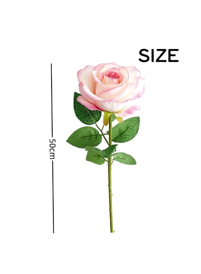 11 PCS Lifelike Pink-Edged Rose Artificial Flowers - Realistic Faux Rose Bouquet for Home Decor, Wedding, Birthday, Party & Photoshoot | Ideal Gift & Ornament for Living Room, Dining Room, Hotel - Image 2