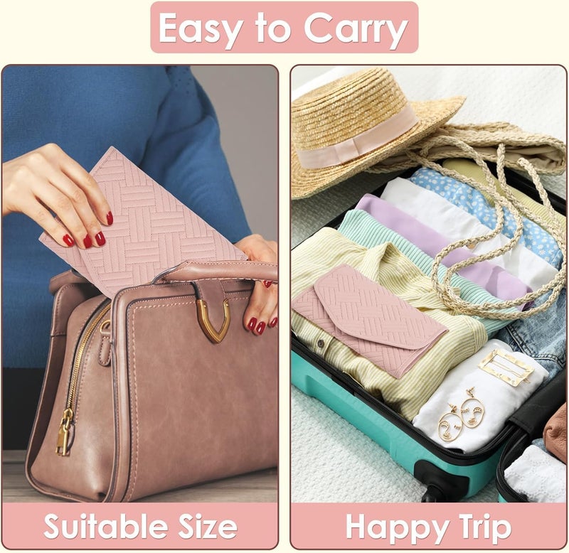 AUXIN Mini Travel Jewelry Organizer Case - Pink Foldable Pouch for Earrings, Rings, Necklaces, and Bracelets - Image 4