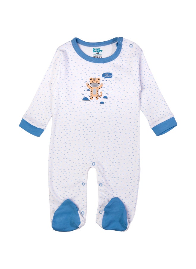 Babies Basic 5 Piece Unisex 100% Cotton Gift Set Include Bib, Romper, Mittens, Cap And Sleepsuit/Jumpsuit- Stay Healthly  - Image 3
