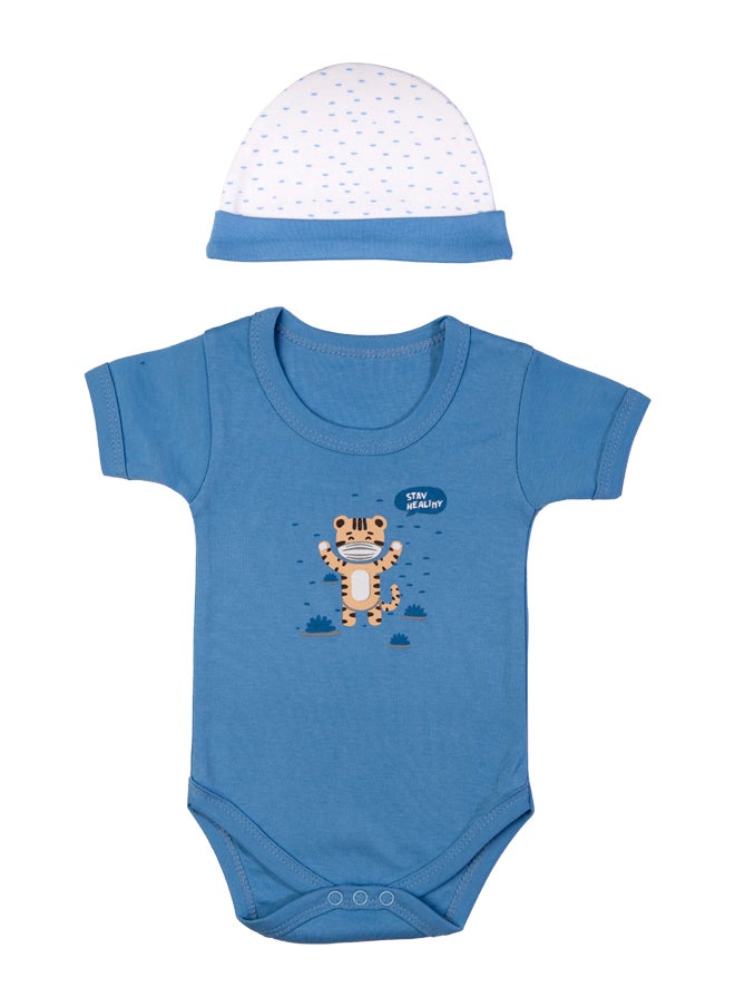 Babies Basic 5 Piece Unisex 100% Cotton Gift Set Include Bib, Romper, Mittens, Cap And Sleepsuit/Jumpsuit- Stay Healthly  - Image 4