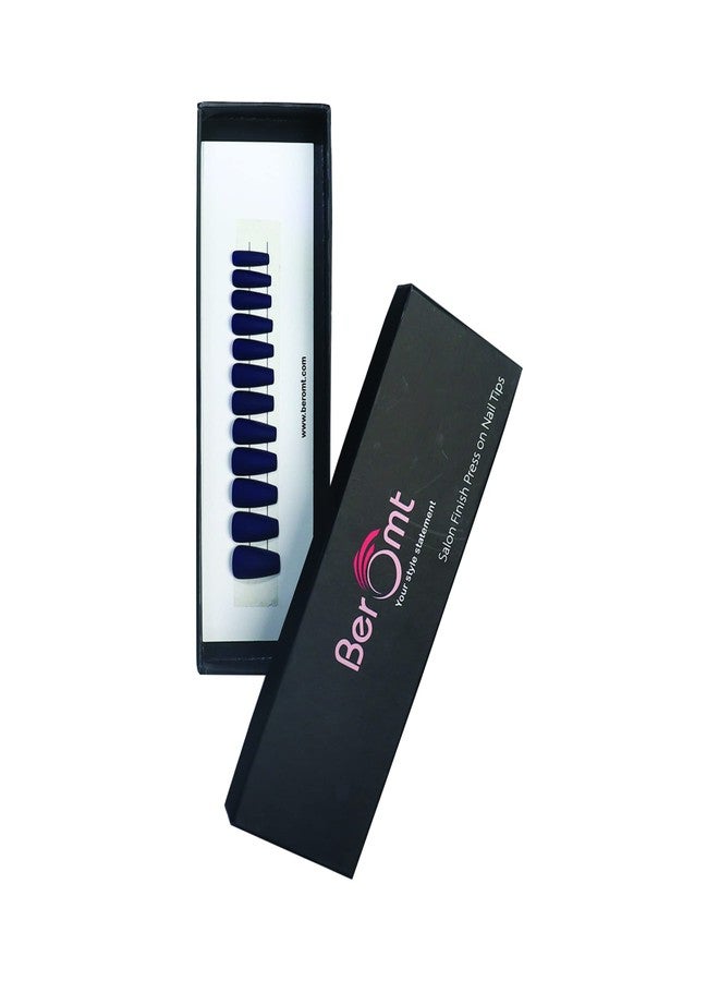 Beromt False nails Set of 12 reusable, UV treated gel finished Press-On nails with MATT Finish with adhesive tab inside Long Bellerina - BFN536MSN - Image 1