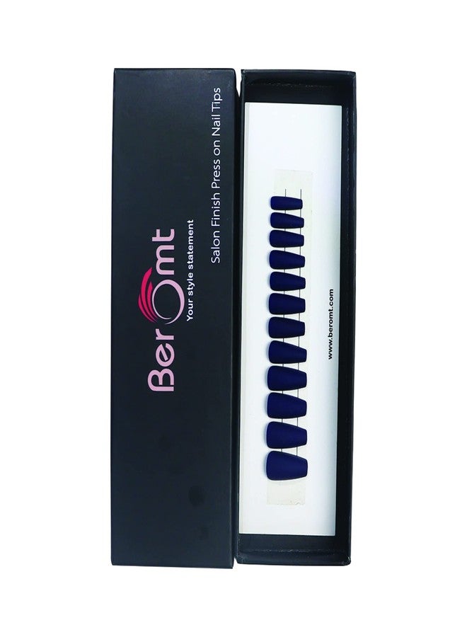 Beromt False nails Set of 12 reusable, UV treated gel finished Press-On nails with MATT Finish with adhesive tab inside Long Bellerina - BFN536MSN - Image 2