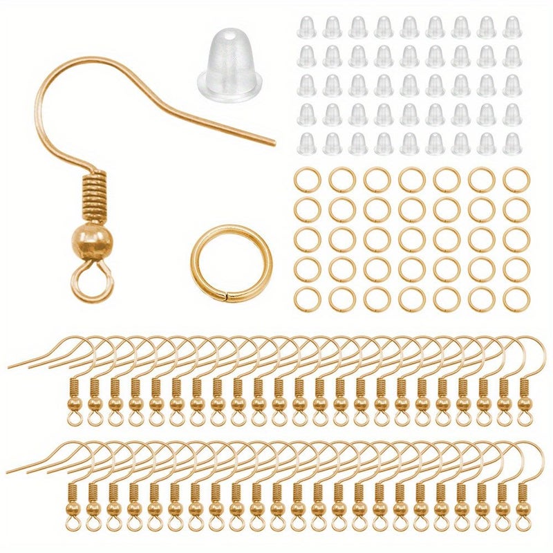 About 300 Pcs Multicolor Earring Set Earring Hook Open Jump Ring And Earplug With Single Loop Earhook Large Earhook And Small Earplug For DIY Jewelry Making - Image 4
