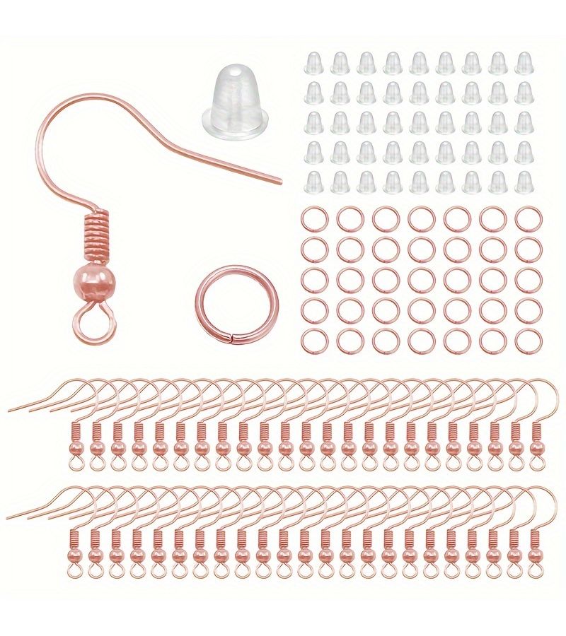 About 300 Pcs Multicolor Earring Set Earring Hook Open Jump Ring And Earplug With Single Loop Earhook Large Earhook And Small Earplug For DIY Jewelry Making - Image 2