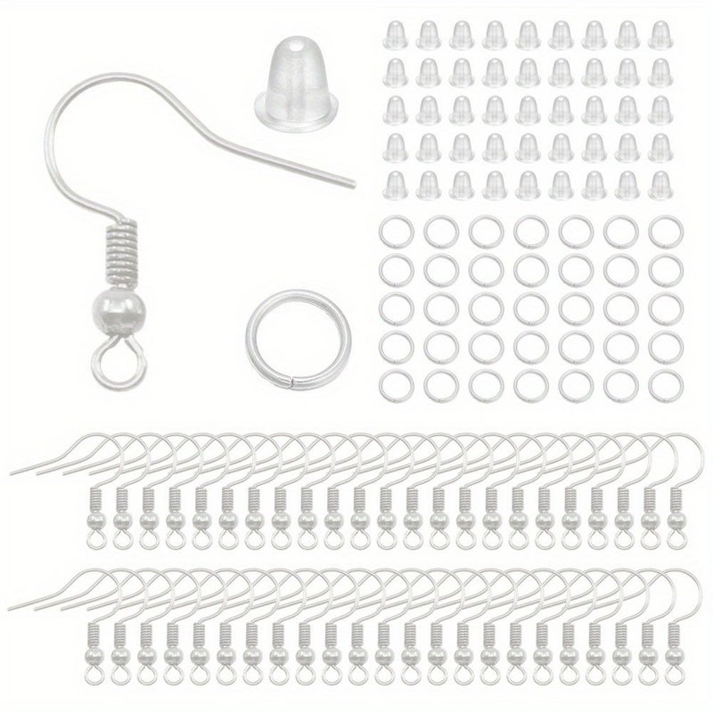 About 300 Pcs Multicolor Earring Set Earring Hook Open Jump Ring And Earplug With Single Loop Earhook Large Earhook And Small Earplug For DIY Jewelry Making - Image 3