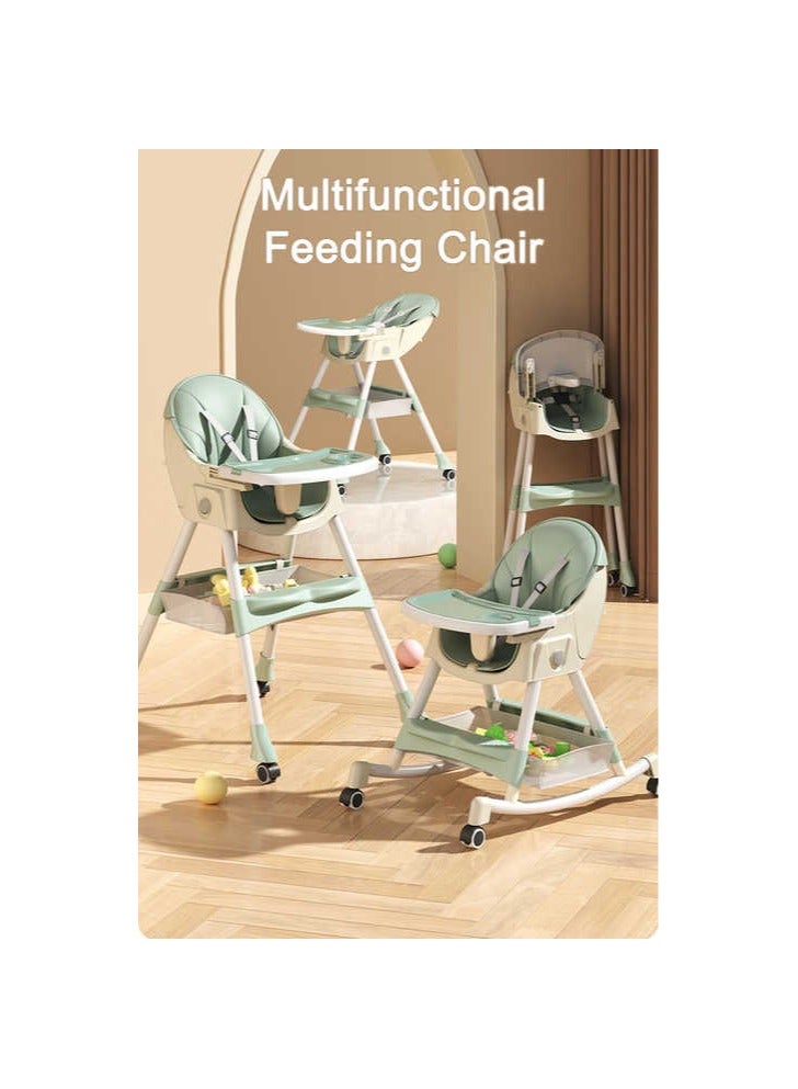 فول جوي كرسي مرتفع للأطفال 3 في 1 متعدد الوظائف، كرسي أكل الطفل وإطعامه أخضر - Image 2