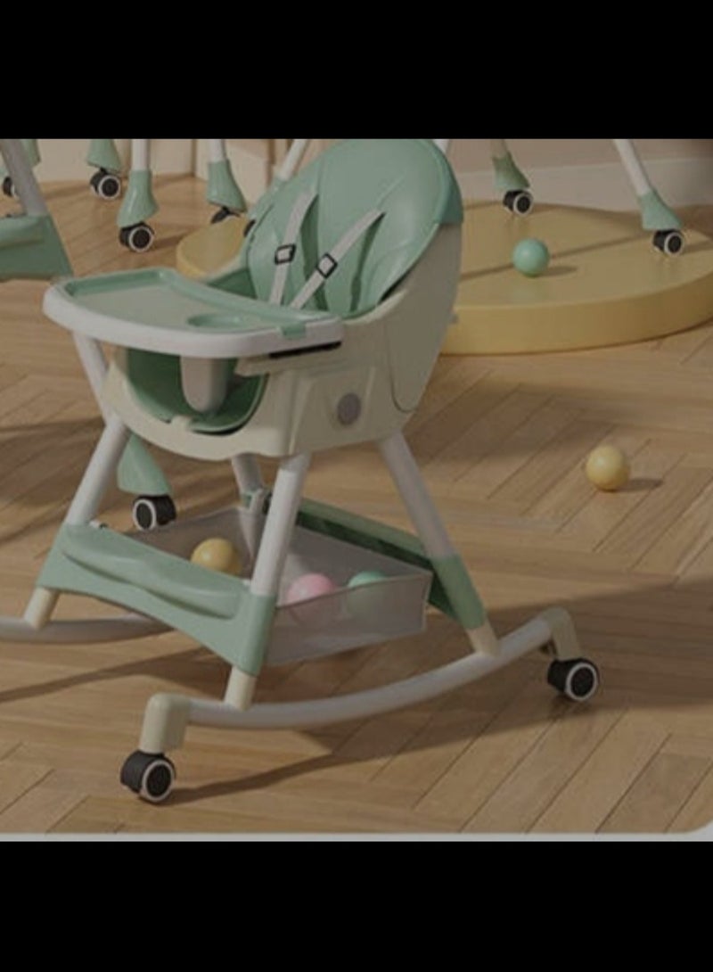 فول جوي كرسي مرتفع للأطفال 3 في 1 متعدد الوظائف، كرسي أكل الطفل وإطعامه أخضر - Image 3