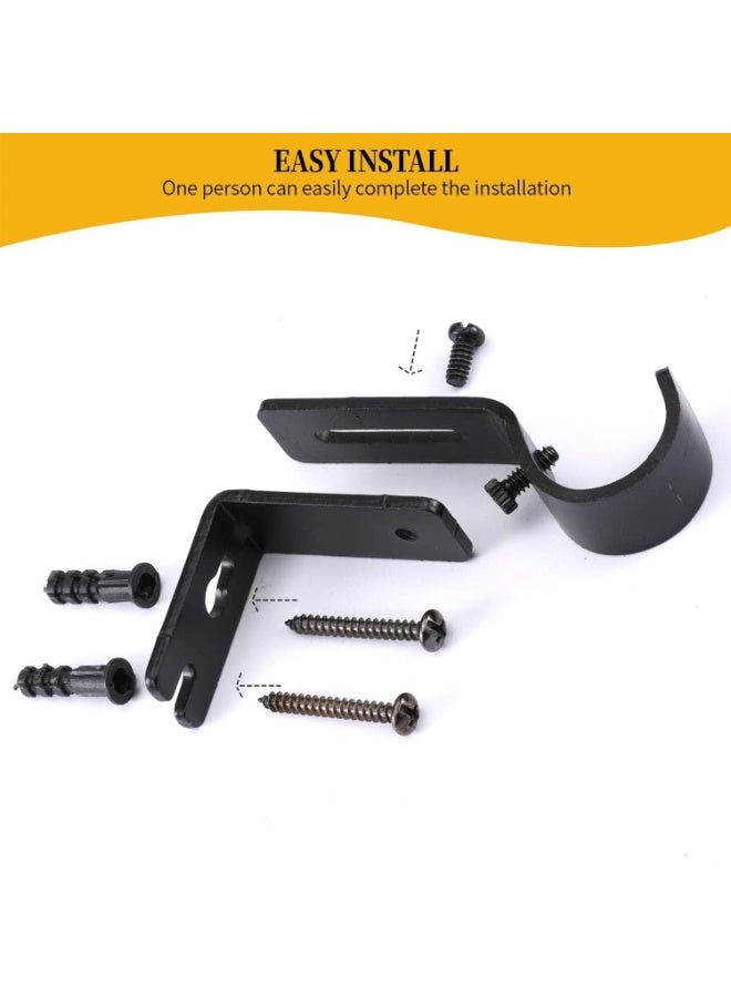 Soofam X spring Curtain Rod Bracket, 3 Pack Curtain Rod Brackets, General Adjustable Heavy Duty Drapery Rod Holders, Hardware Window Curtain Rod Support Hanger for 1 Inch Rod with Installation Screws (Black) - Image 3