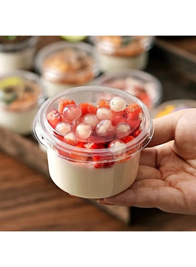 FUFU أكواب حلوى بلاستيكية قابلة للتصرف من فوفو - عبوة 50 قطعة مع أغطية مانعة للتسرب - Image 3