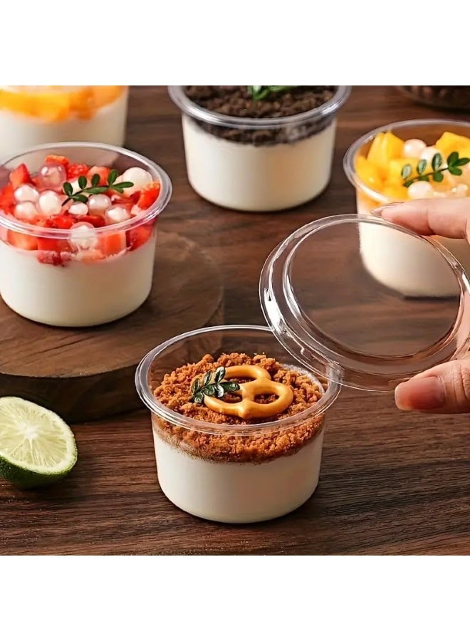 FUFU أكواب حلوى بلاستيكية قابلة للتصرف من فوفو - عبوة 50 قطعة مع أغطية مانعة للتسرب - Image 1