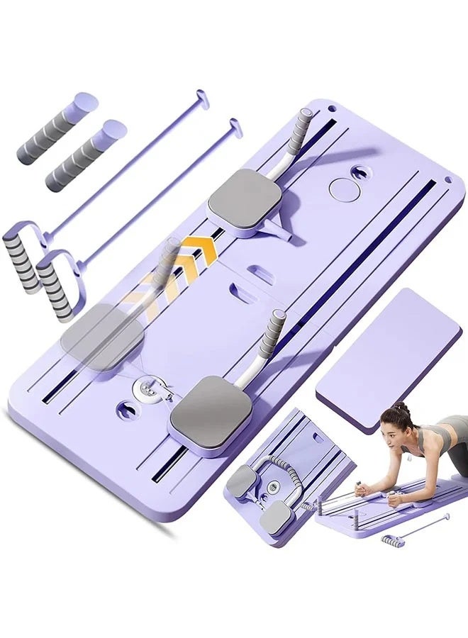 Arabest 5-in-1 Foldable Pilates Reformer Board and Multi-Purpose Sliding Board Set with Resistance Bands and Kneeling Pads,41.73-inch,Purple - Image 1
