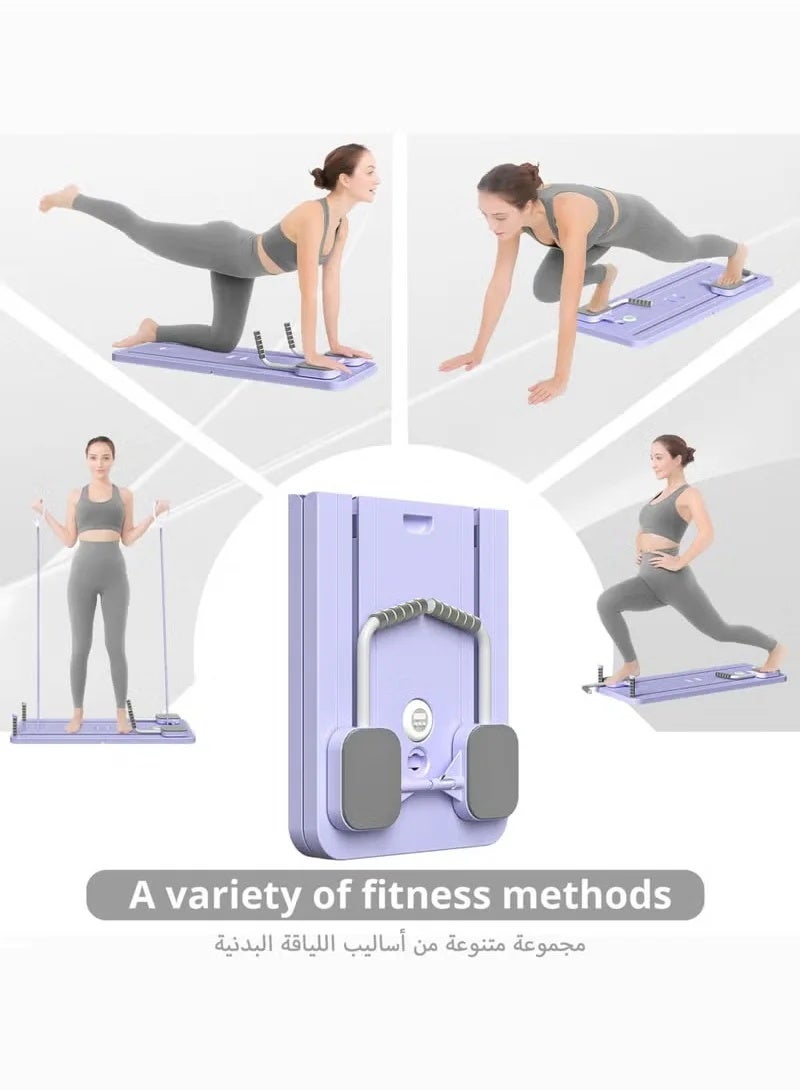 Arabest 5-in-1 Foldable Pilates Reformer Board and Multi-Purpose Sliding Board Set with Resistance Bands and Kneeling Pads,41.73-inch,Purple - Image 3