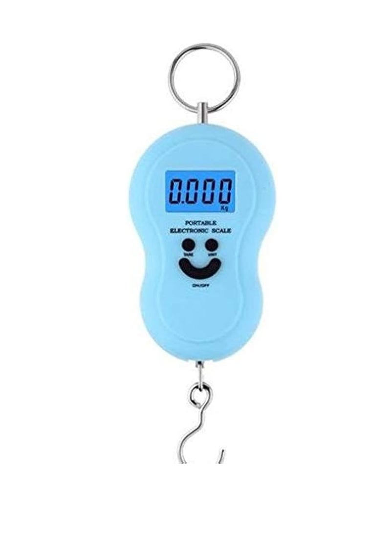 Selvaster Electronic Digital Hanging Stainless Steel Hook Luggage Portable Scale with LCD Display for Industrial Fishing Factory Use Capacity 50Kg - Blue