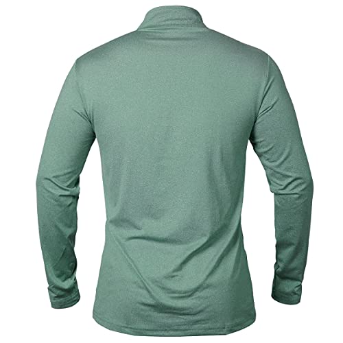 MANSDOUR Men's Quick-Dry Active Sports Shirts Quarter Zip Long Sleeve Athletic Running Pullover Tops Outdoor Workout Golf Sweatshirt Tea Green - Image 3