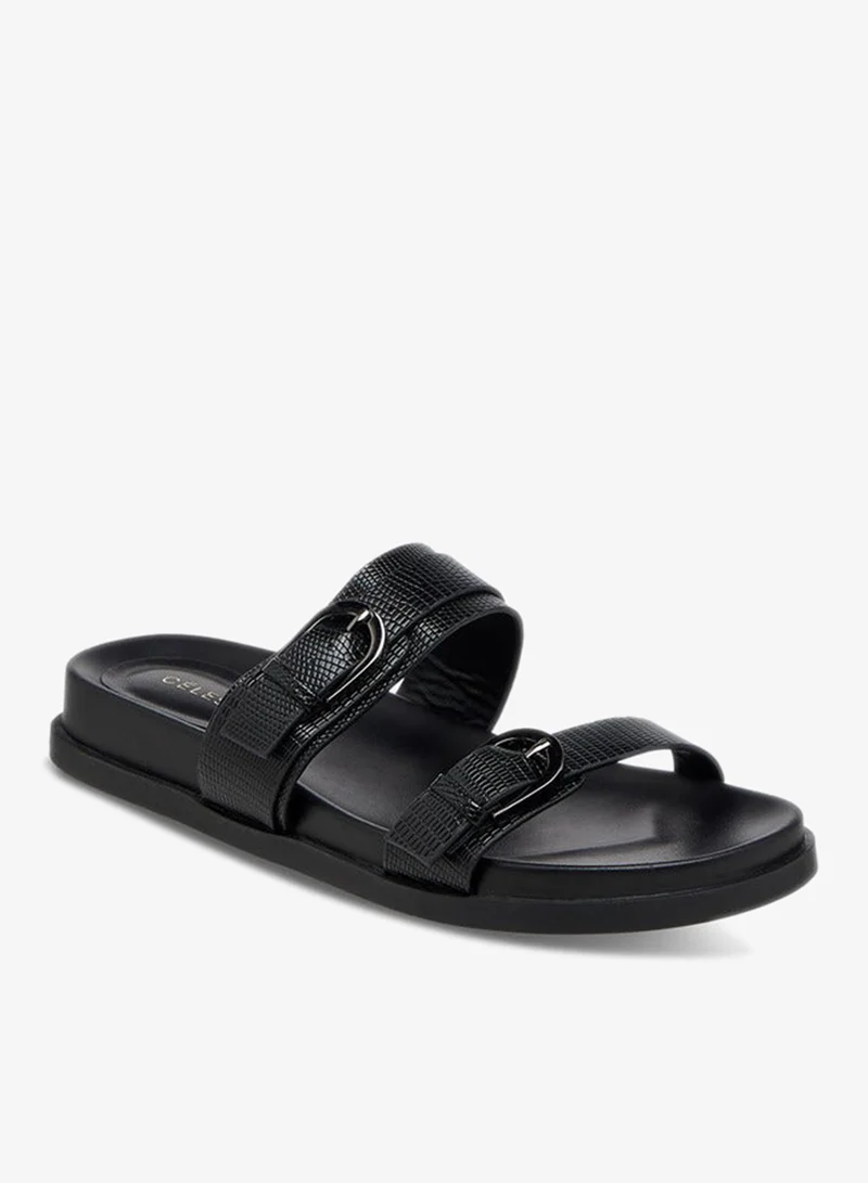 سيليست صنادل نسائية مسطحة سهلة الارتداء بزخرفة إبزيم