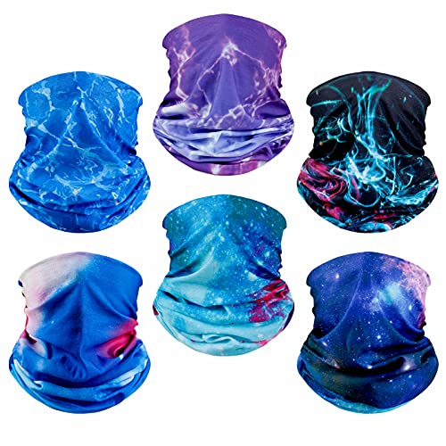 AZORINA 6 Pack Neck Gaiter Elastic Balaclavas Face Mask Versatile Bandana for Men Women - Image 1