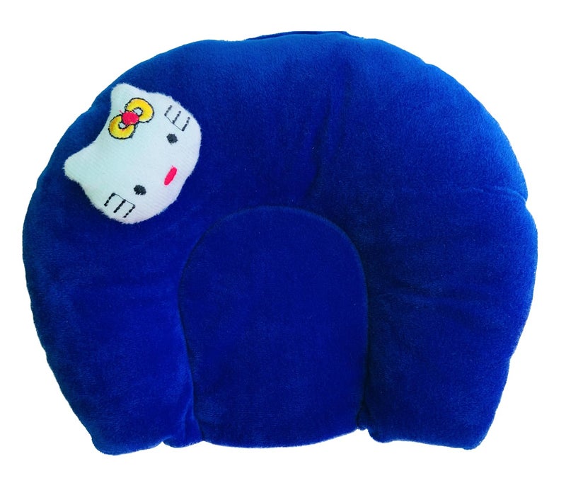 Ilsha® Pillow for New Born Baby, Ideal for Round Head Shaping Seed Pillow with Foam Cotton Cover for 0 to 12 Months Babies (Blue) - Image 1