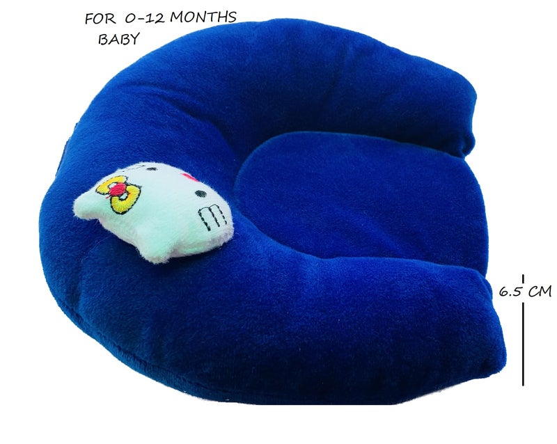 Ilsha® Pillow for New Born Baby, Ideal for Round Head Shaping Seed Pillow with Foam Cotton Cover for 0 to 12 Months Babies (Blue) - Image 2