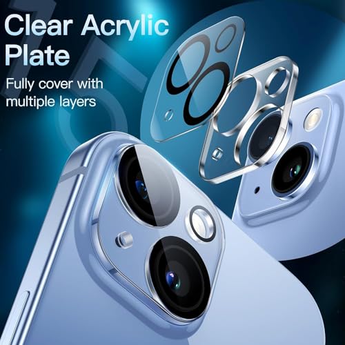 CASENED Camera Lens Protector for iPhone 15 / iPhone 15 Plus - Alloy Metal Cover with Tempered Glass Screen Protector - Case Friendly, Scratch Resistant, Easy Installation (IP 15 Clear) - Image 2