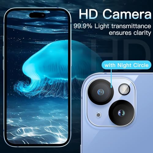 CASENED Camera Lens Protector for iPhone 15 / iPhone 15 Plus - Alloy Metal Cover with Tempered Glass Screen Protector - Case Friendly, Scratch Resistant, Easy Installation (IP 15 Clear) - Image 4