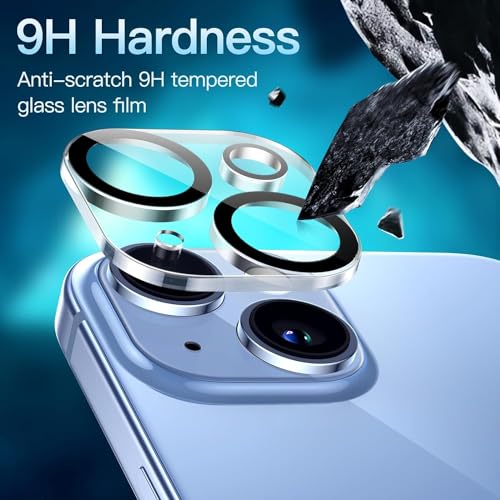 CASENED Camera Lens Protector for iPhone 15 / iPhone 15 Plus - Alloy Metal Cover with Tempered Glass Screen Protector - Case Friendly, Scratch Resistant, Easy Installation (IP 15 Clear) - Image 3
