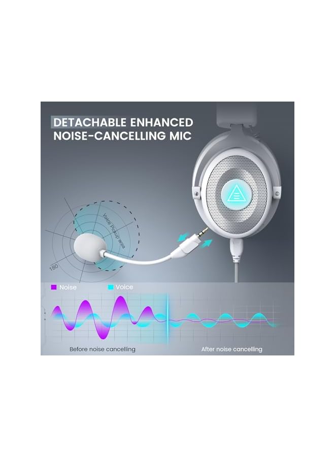 EKSA سماعة رأس USB للألعاب للكمبيوتر الشخصي السلكية مع ميكروفون قابل للفصل وإلغاء الضوضاء وميكروفون 7.1 صوت محيطي 50 مم للسائق مع ميكروفون لأجهزة الكمبيوتر المحمول Ps4 Ps5 Xbox One - Image 3