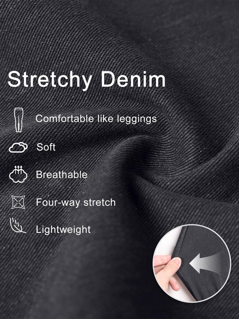 DLOODA Women's Wide Leg Jeans High Waisted Stretchy Denim Pants Elastic Waist Pull On Sweatpant Jeans Trendy Baggy Loose Dark Grey - Image 4