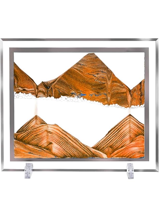 The Bros 3D Moving Sand Art Picture Frame, Glass Deep Sea Sandscape in Motion Display for Adult Kids Desktop Home Office Work Decor 22x17cm (Yellow) - Image 2