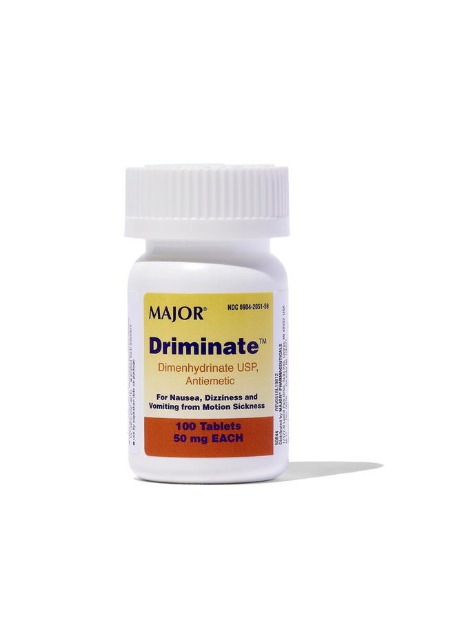 MAJOR Driminate - Dimenhydrinate 50mg Motion Sickness Tablets - Anti-Nausea Medicine - 100 Tablets  - Image 1