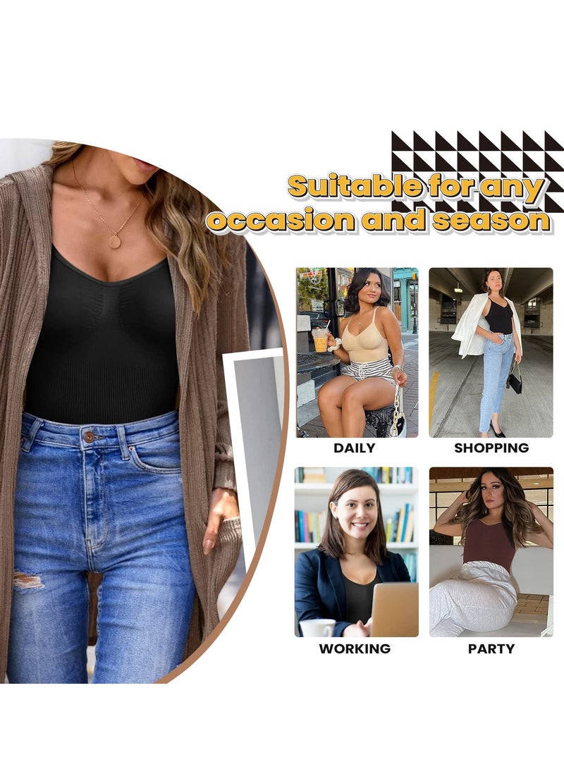 SYOSI 2 Pack Bodysuit for Women Seamless Tummy Control Shapewear Sculpting Thong Sleeveless Women Body Shaper with Lift 3 Hooks Elastic Fabric Adjustable Shoulder Strap Fitted Design - Image 4