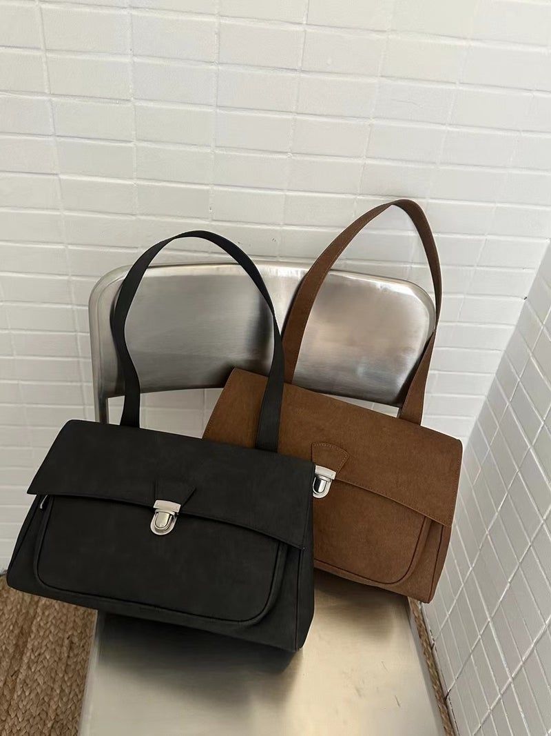 Korean Autumn New College Style Women'S Bag Retro Elegant Suede Shoulder Underarm Bag All-Match Casual Crossbody Bag Trendy - Image 2