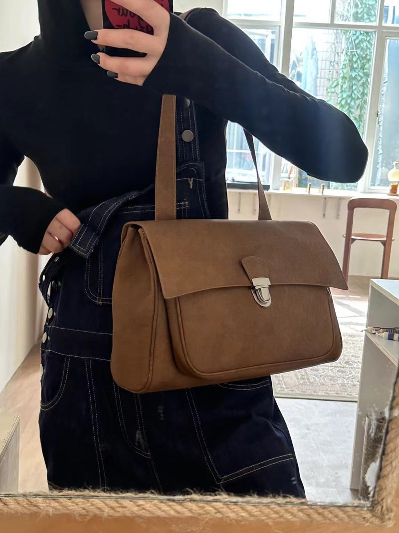 Korean Autumn New College Style Women'S Bag Retro Elegant Suede Shoulder Underarm Bag All-Match Casual Crossbody Bag Trendy - Image 3