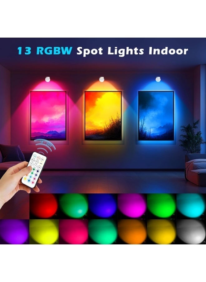 إضاءة موضحة LED RGB لاسلكية قابلة للشحن 13 نغمة لونية بتحكم عن بعد مؤقتة مغناطيسية رأس قابل للدوران إضاءة سقف صاعدة للنساء والرجال للداخل النباتات الفنون الأشجار - Image 4