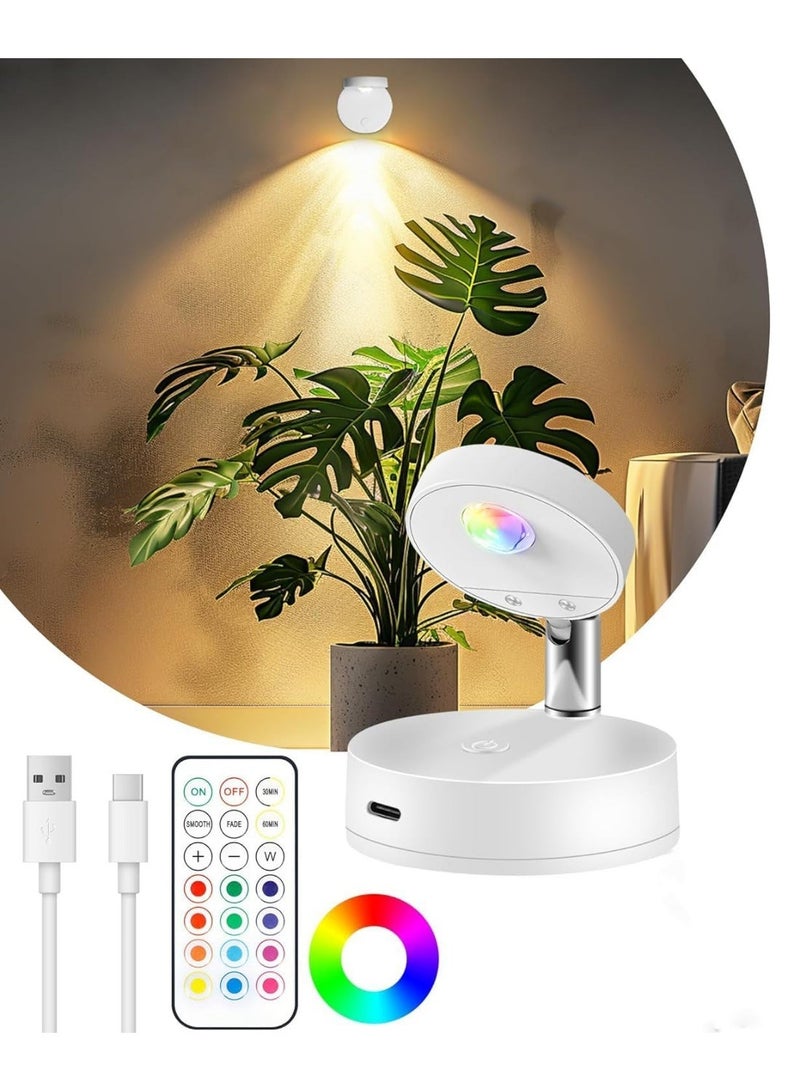 إضاءة موضحة LED RGB لاسلكية قابلة للشحن 13 نغمة لونية بتحكم عن بعد مؤقتة مغناطيسية رأس قابل للدوران إضاءة سقف صاعدة للنساء والرجال للداخل النباتات الفنون الأشجار - Image 1