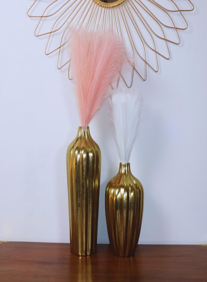 loosebucket®Premium Golden Aurora's Embrace Aluminum Decorative Metal Vase |Modern Flower Vase for Pampas Grass|Dried Flowers, Home & Office Decor, Centerpiece, Handcrafted Gift Vase16 & 12 Inches - Image 4