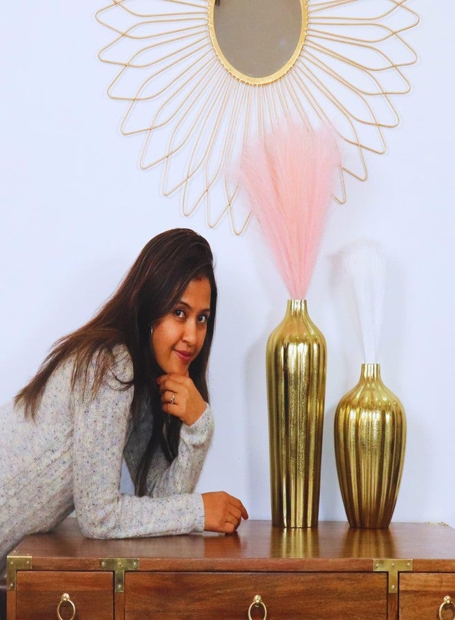 loosebucket®Premium Golden Aurora's Embrace Aluminum Decorative Metal Vase |Modern Flower Vase for Pampas Grass|Dried Flowers, Home & Office Decor, Centerpiece, Handcrafted Gift Vase16 & 12 Inches - Image 2