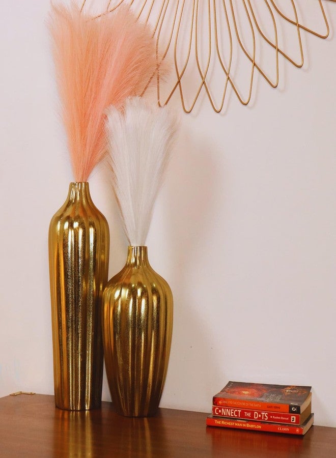 loosebucket®Premium Golden Aurora's Embrace Aluminum Decorative Metal Vase |Modern Flower Vase for Pampas Grass|Dried Flowers, Home & Office Decor, Centerpiece, Handcrafted Gift Vase16 & 12 Inches - Image 3