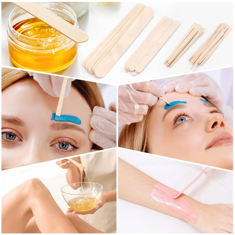 EWVVSS 6 Style 500 Pcs Wax Sticks Assorted Wax Applicator Sticks For Body Legs Face With Small Medium Large Sizes Wood Popsicle Sticks For Waxing Or Craft Sticks - Image 4